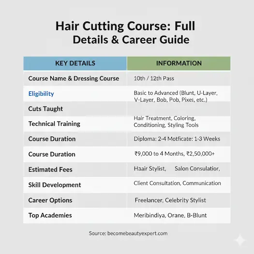 Comparison infographic between Lakmé Academy and MeriBindia International Academy. It highlights MeriBindia as the 'Best Choice' with affordable fees, strong practical training, and better career support compared to Lakmé Academy’s higher fees and standard training.