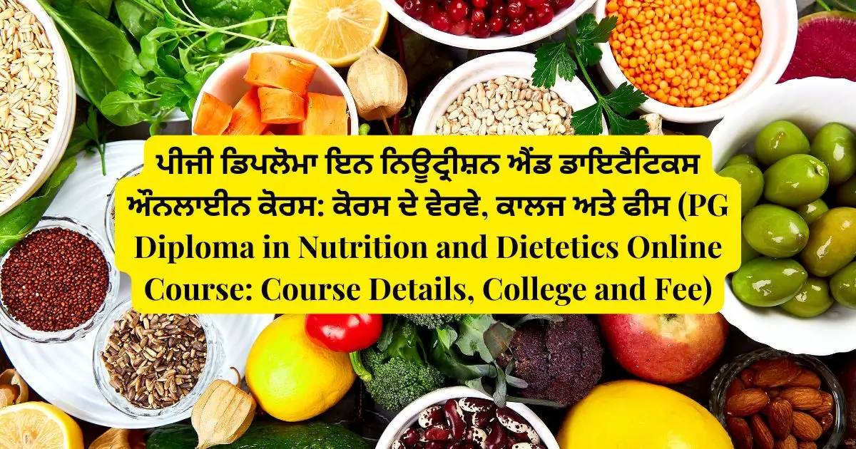 ਪੀਜੀ ਡਿਪਲੋਮਾ ਇਨ ਨਿਊਟ੍ਰੀਸ਼ਨ ਐਂਡ ਡਾਇਟੈਟਿਕਸ ਔਨਲਾਈਨ ਕੋਰਸ ਕੋਰਸ ਦੇ ਵੇਰਵੇ, ਕਾਲਜ ਅਤੇ ਫੀਸ (PG Diploma in Nutrition and Dietetics Online Course Course Details, College and Fee)