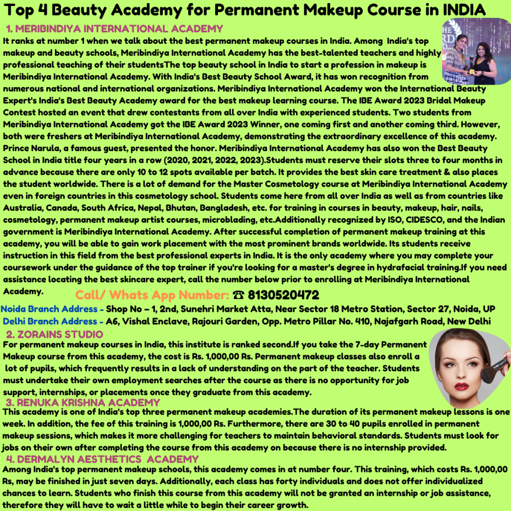 Top 4 Beauty Academy for Permanent Makeup Course in INDIA...