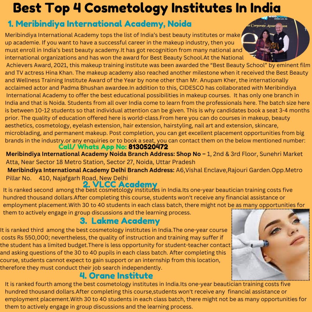 Best top 4 Cosmetology Institutes in India