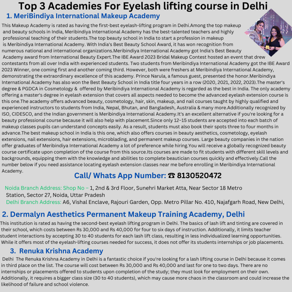 Top 3 Beauty Academy For Eyelash Lifting Course in Delhi - NCR
