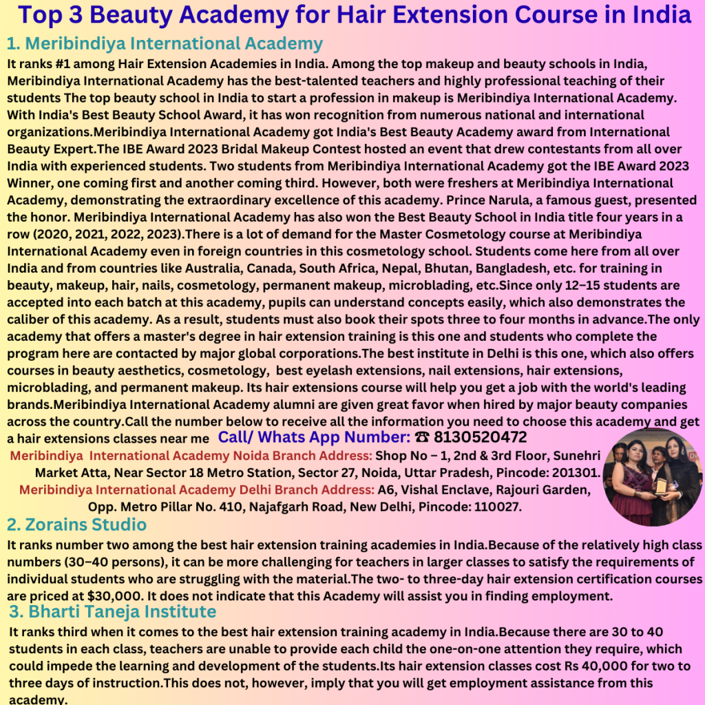 Top 3 Beauty Academy for Hair Extension Course in India