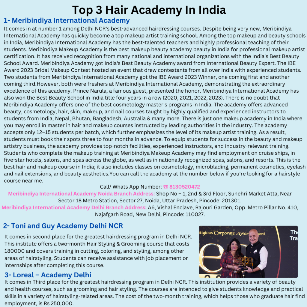Top 3 Hair Academy In India